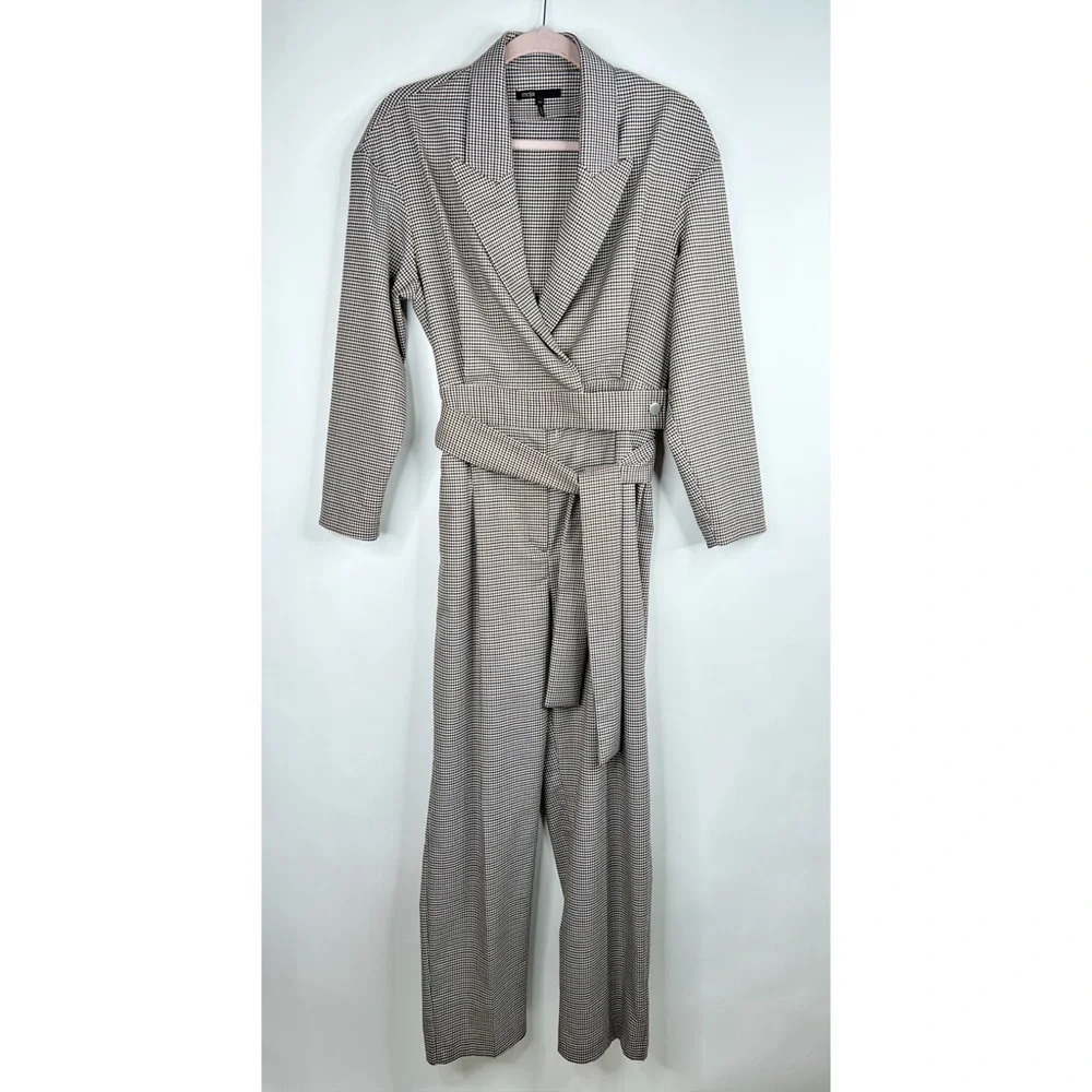 Maje Gray Checkered Jumpsuit